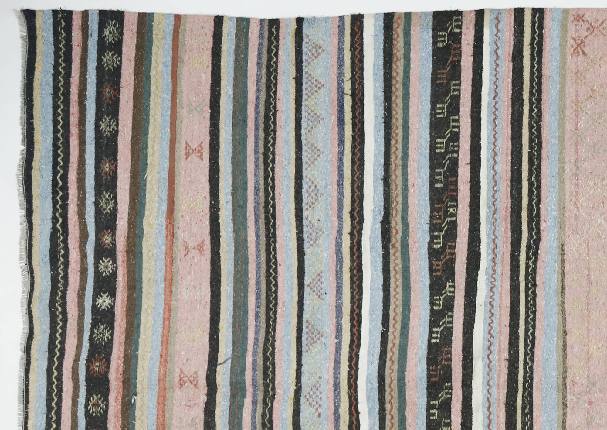 Large antique Anatolian kilim in pink and grey, 357 x 187 cm