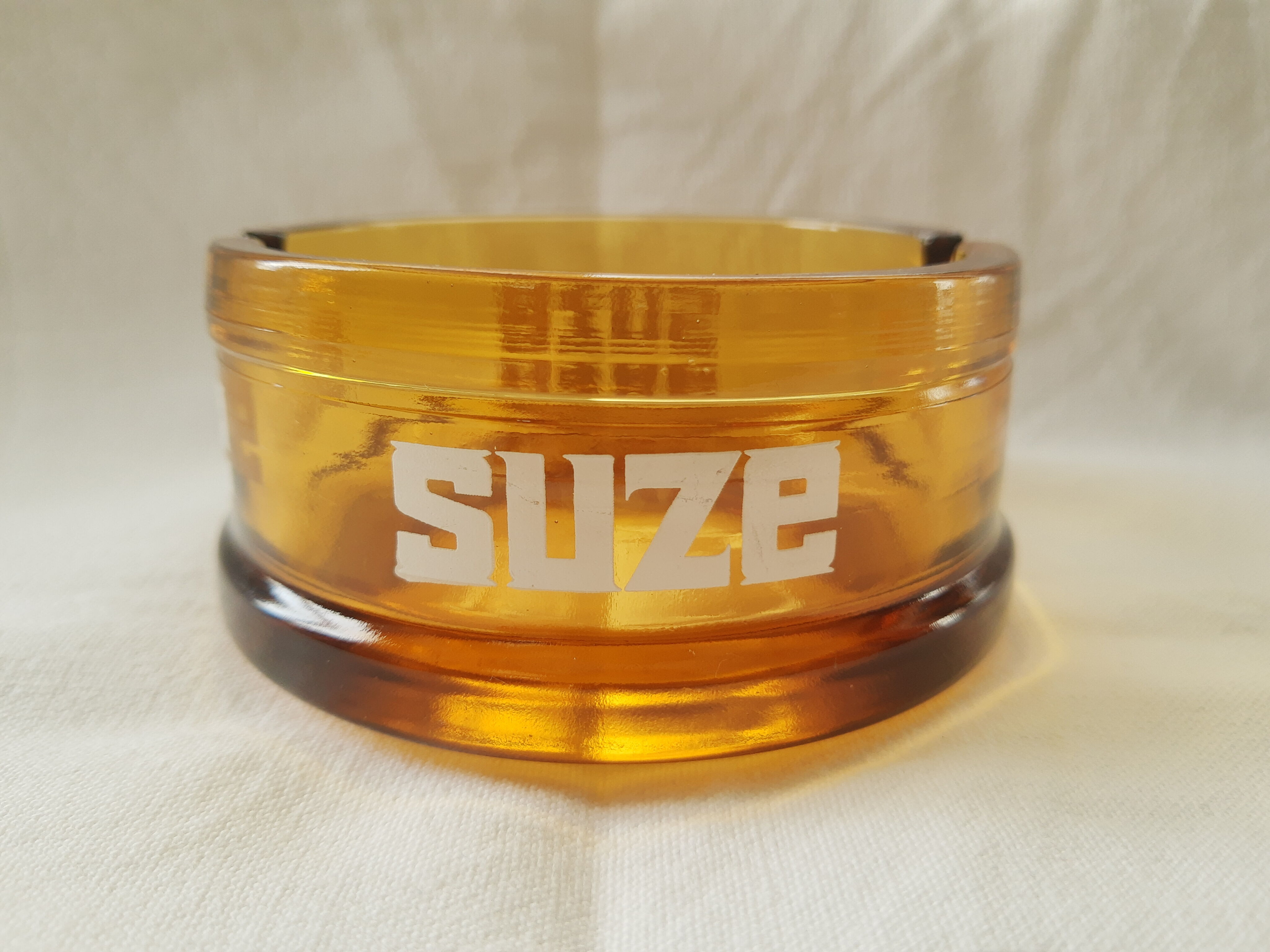 Advertising ashtray Suze vintage amber glass