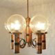 X Large vintage copper chandelier 1980's brutalist hanging light MCM