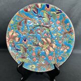 Longwy, small enamel plate with floral decoration, 19th century