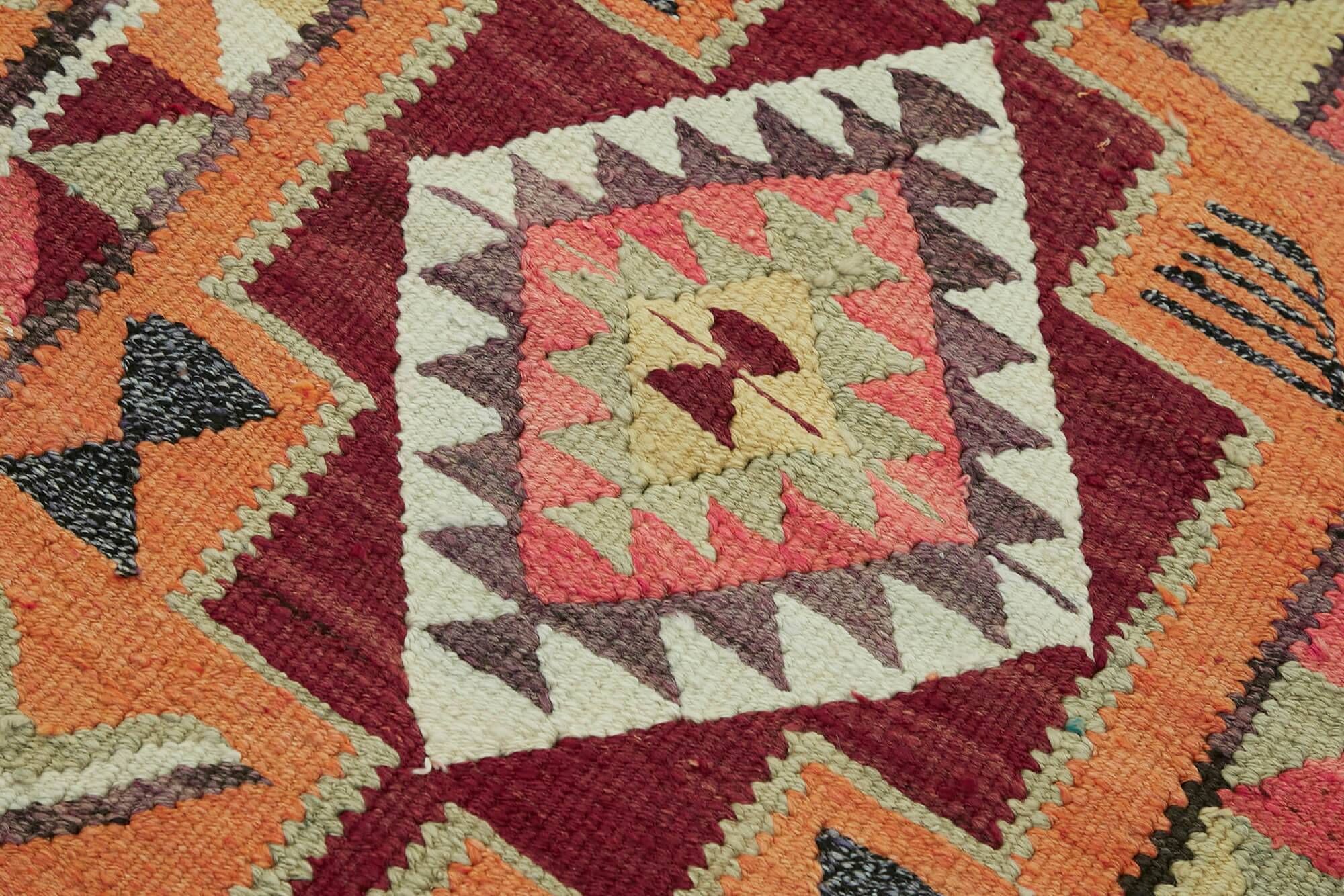 Turkish Handwoven Vintage Herki Kilim 98 cm x 320 cm