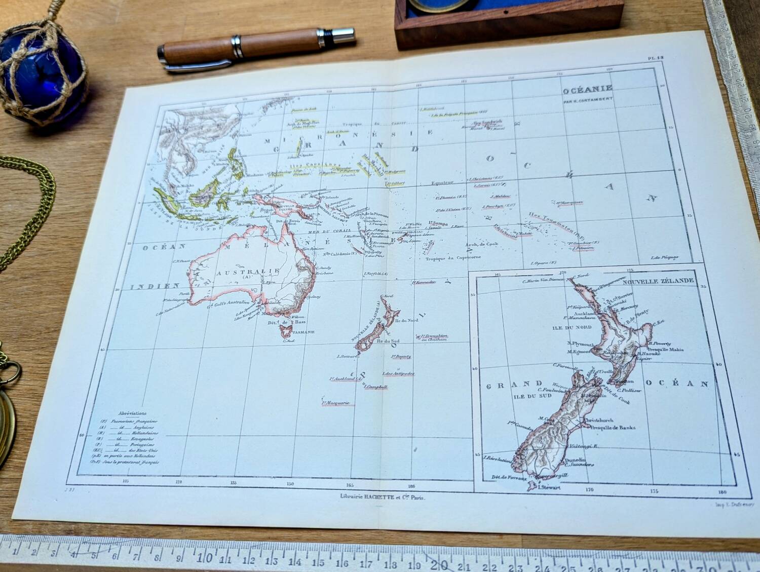 Oceania, Vintage Map, 1887, Authentic.