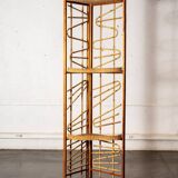 Large wooden and bamboo corner shelf