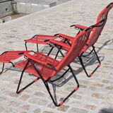Pair of folding lounge chairs scoubidou vintage 60s
