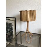 Vintage rattan tripod lamp