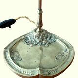 Lampe, pied col de cygne bronze monogrammé hl verrerie daum ‡ nancy 1904-14