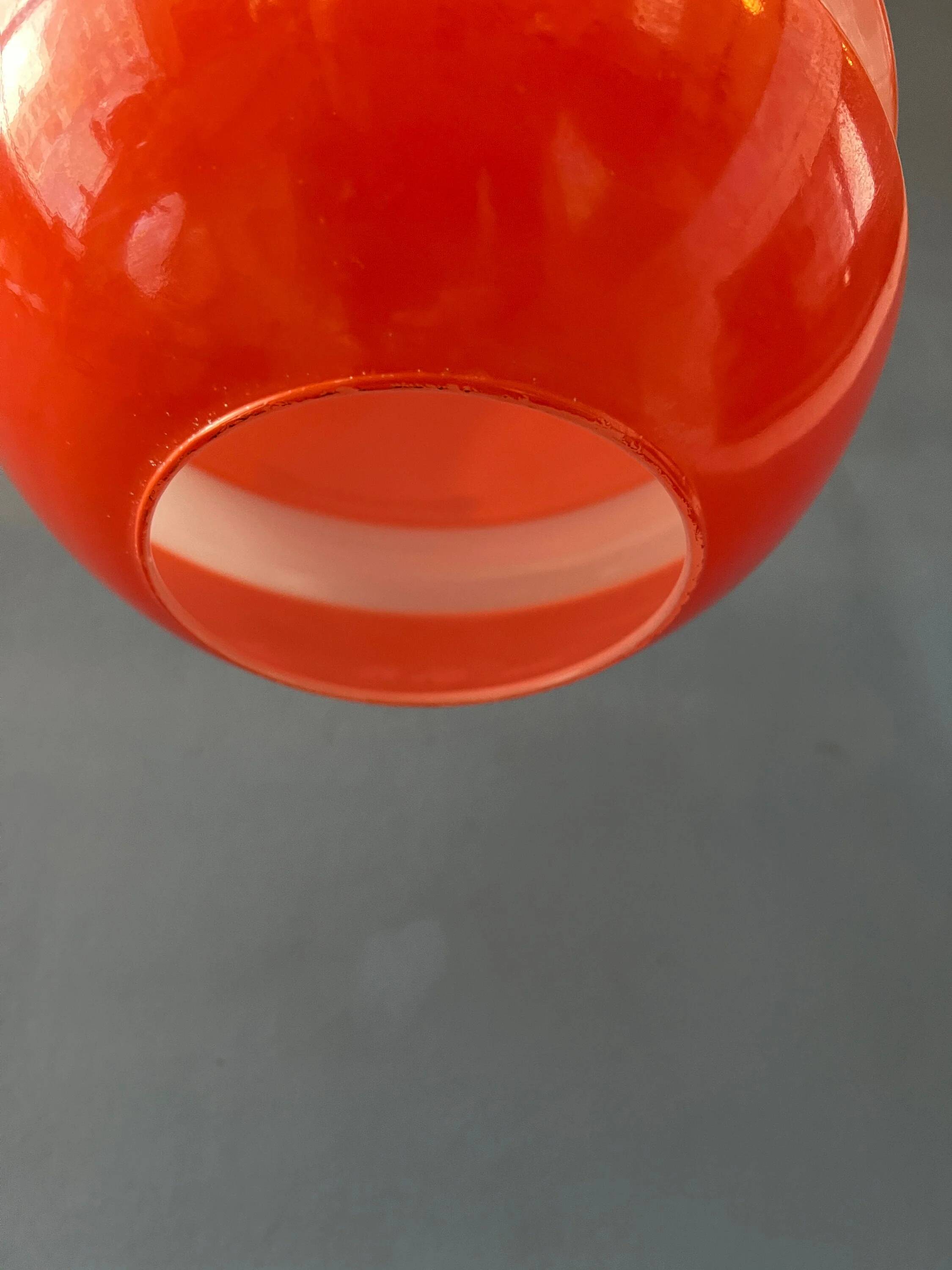 Suspension en verre Peill & Putzler mid-century orange et blanc