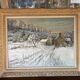 Large oil on canvas signed by Victor Zolnierowicz – Snowy landscape in