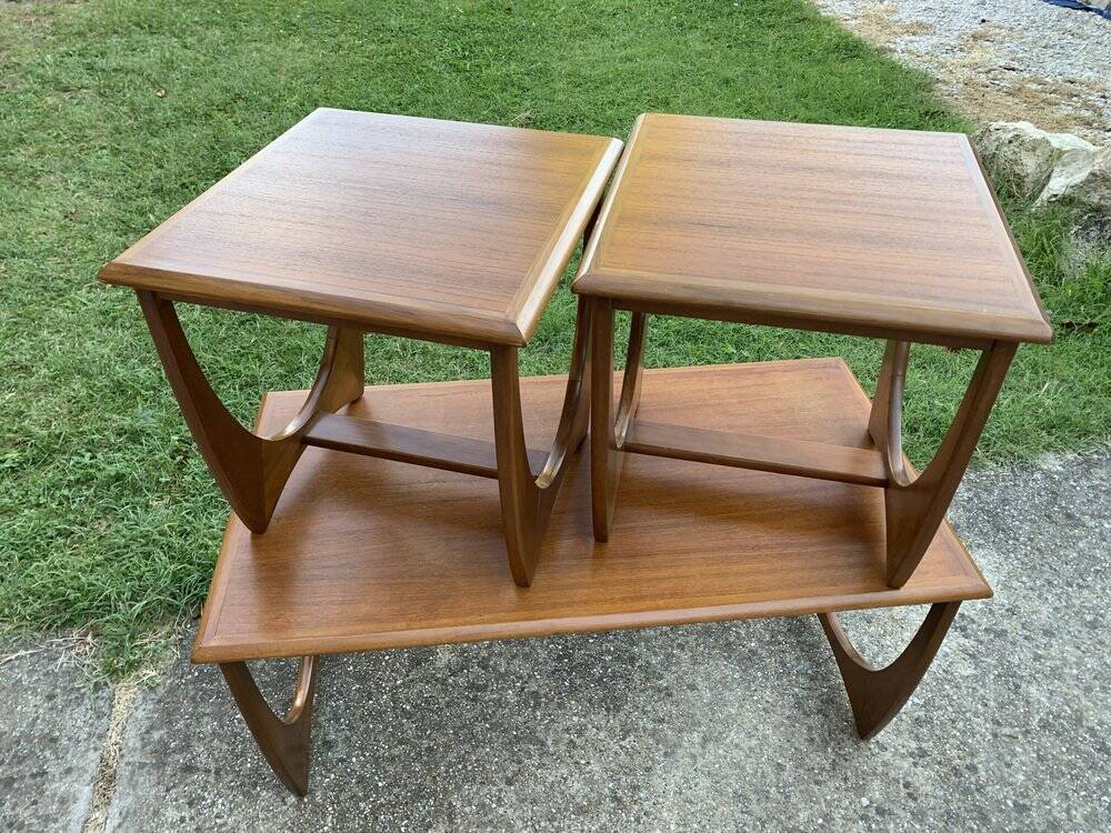 Set of 3 mid-century nesting tables in brown teak by Victor Wilkins for G-Plan.