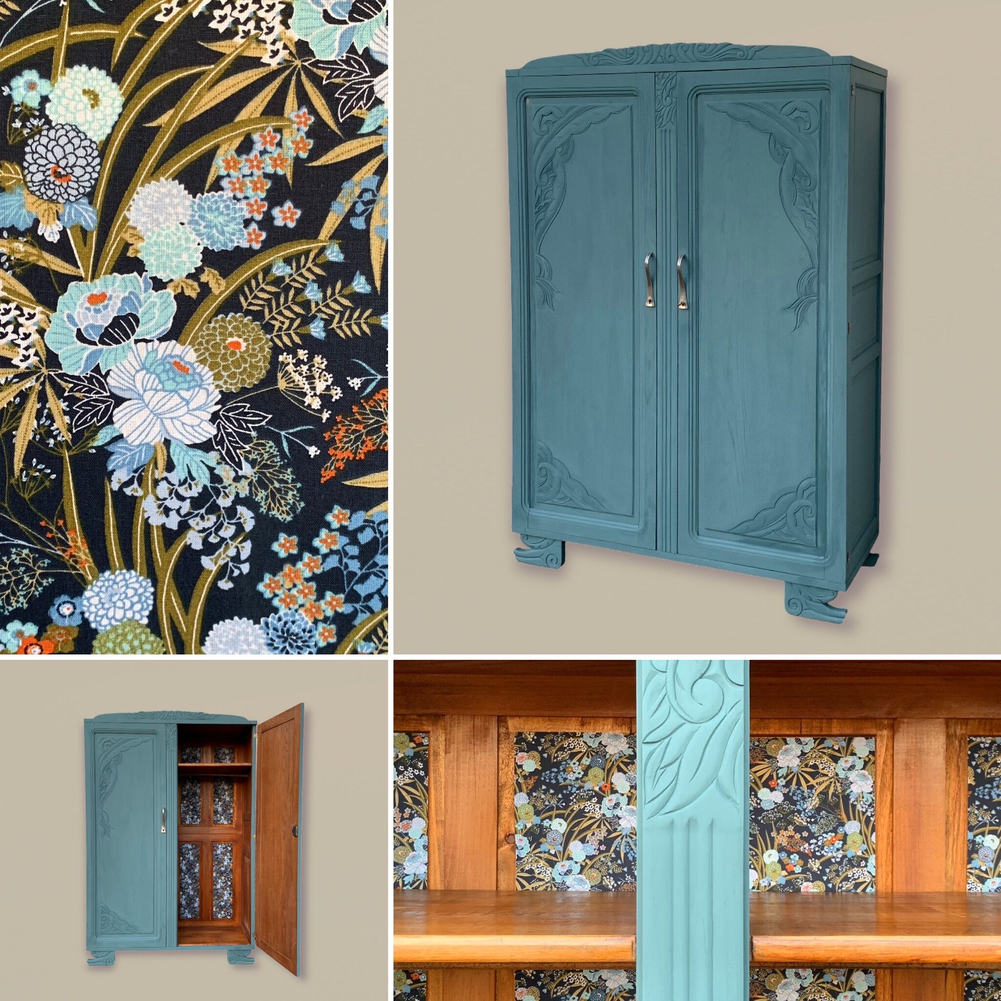 Parisian art deco wardrobe blue gray 1930