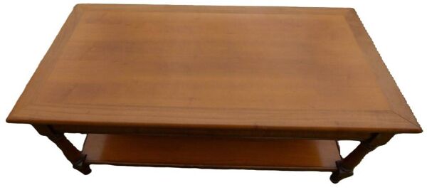 Table basse à 2 plateaux et 2 tiroirs en merisier massif