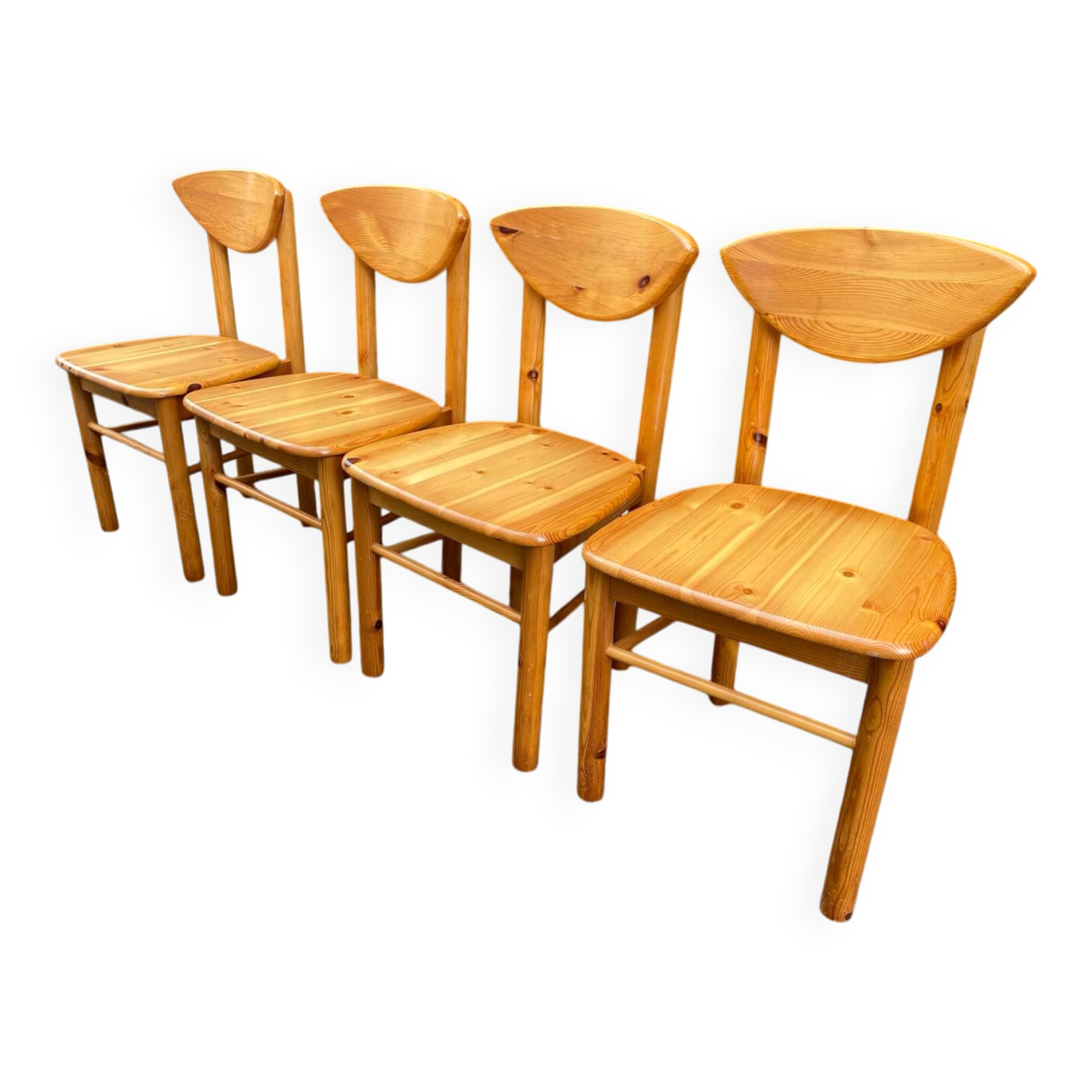 Set of 4 solid pine chairs by Rainer Daumiller circa 1960