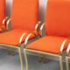 Set of 4 vintage golden metal and orange fabric chairs, 1970s modernist