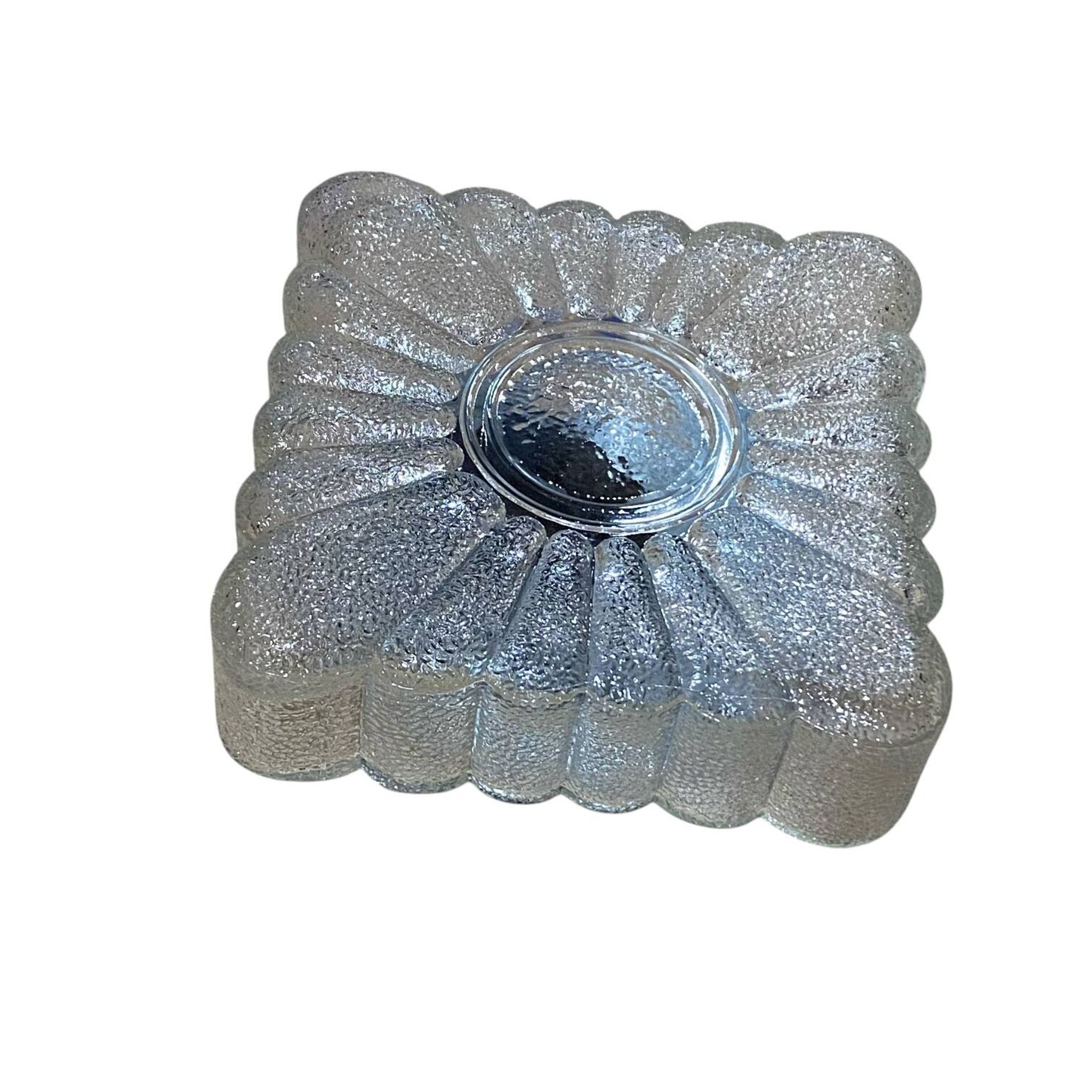 Vintage square wall lamp ceiling light with transparent glass flower.