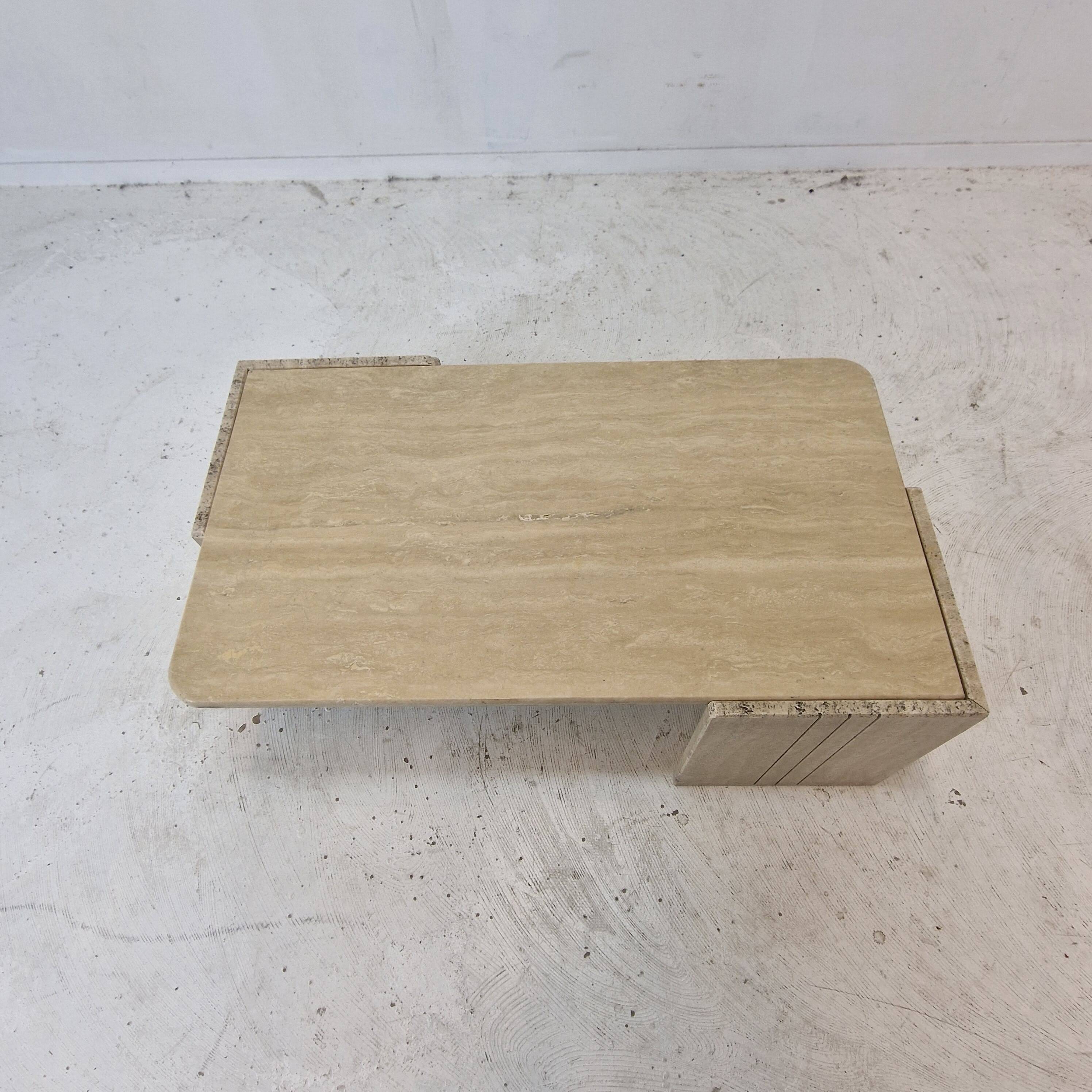 Italian Coffee Table in Travertine, 1980s