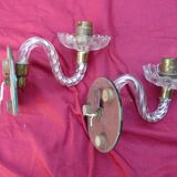Pair of cup mirror sconces, Murano, vintage, 1940s