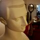 Art deco full plaster bust of a young man