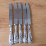 5 vintage silver-plated knives with stainless steel blades 240514