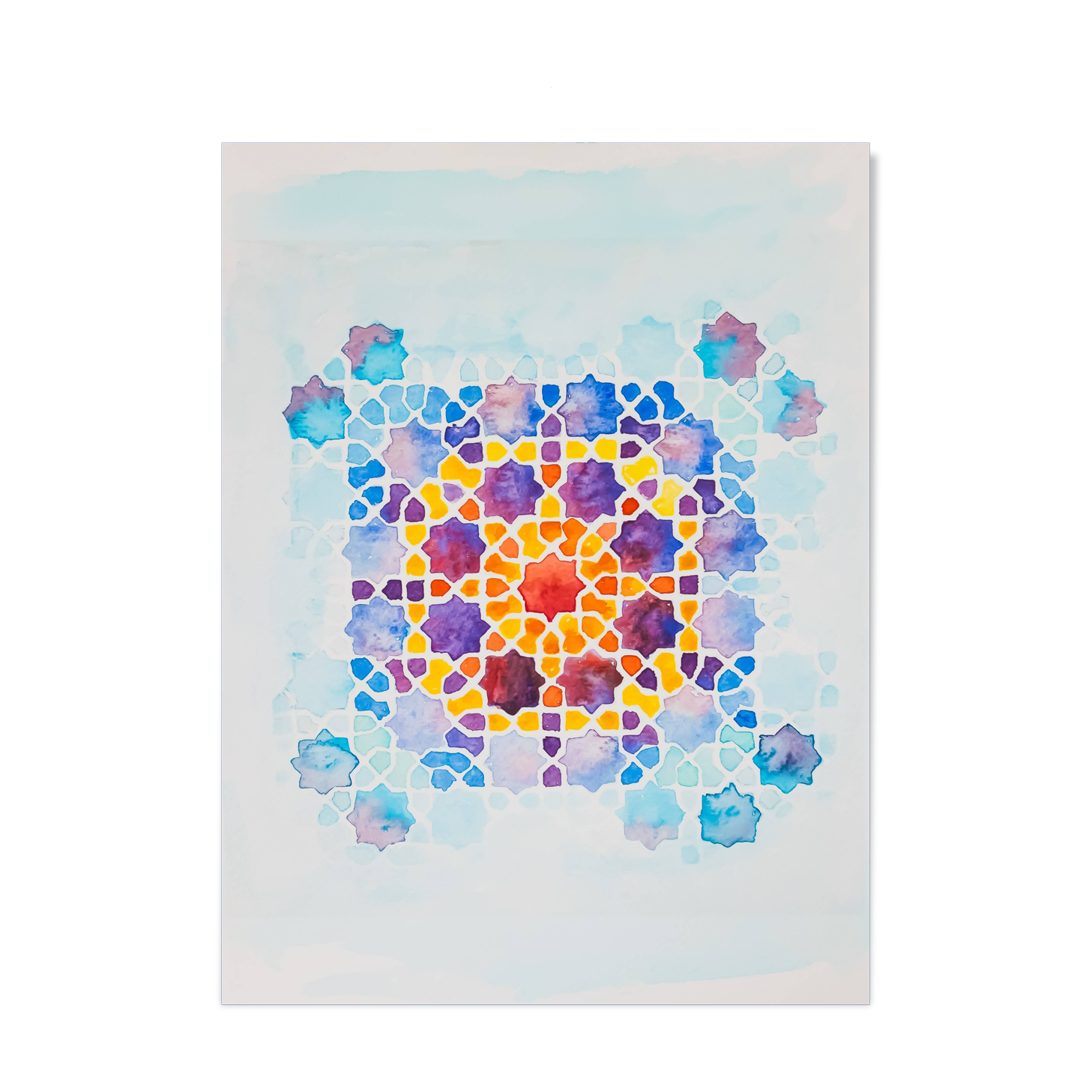 Original acuarela azulejo arabe. Arabic azulejo tile.