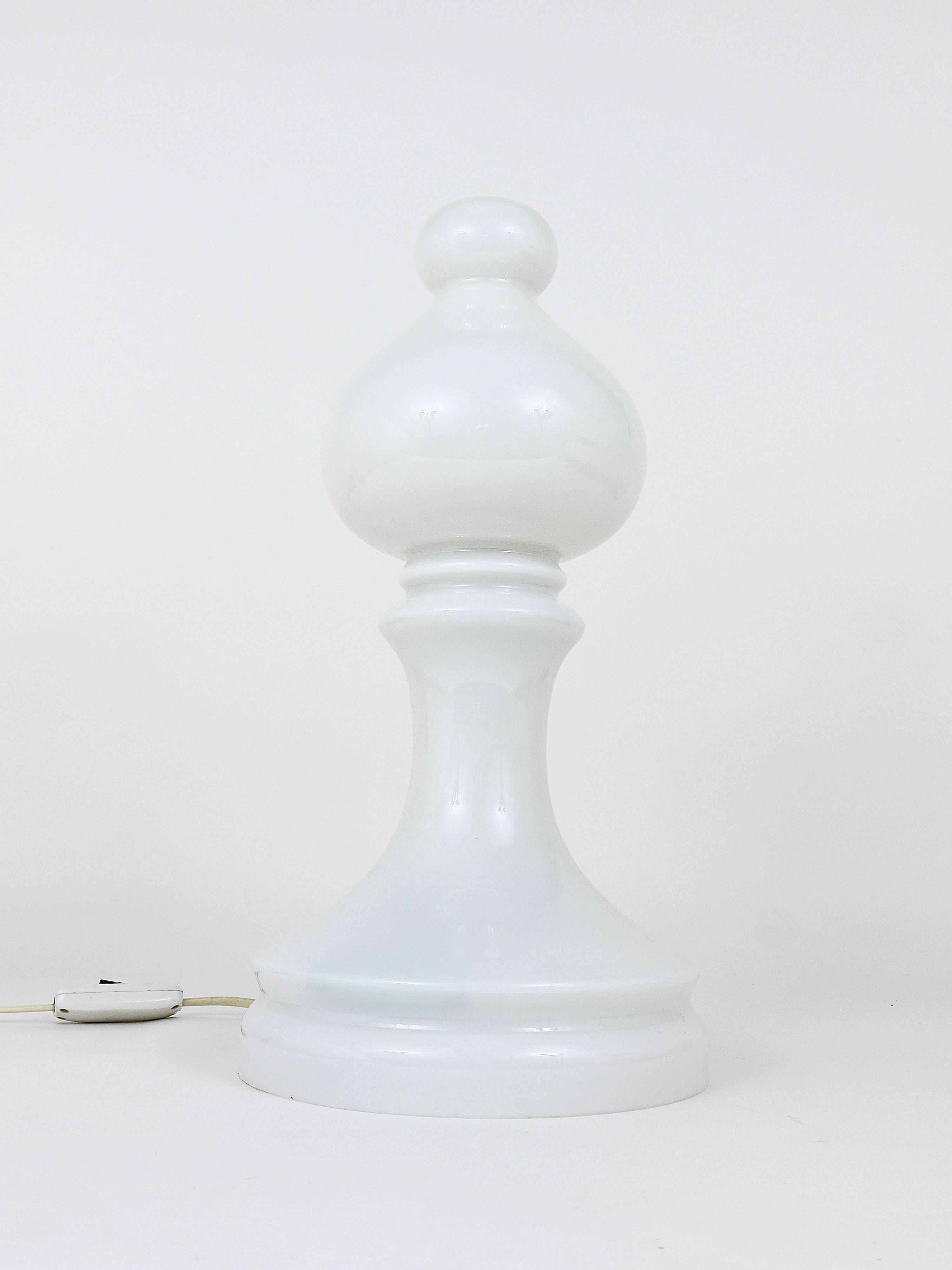 White Bishop chess lamp by Ivan Jakes, made of white glass, Czechoslovakia, 1970s.