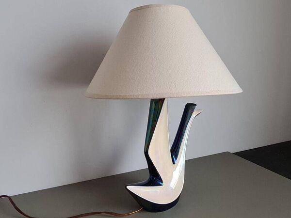 Lampe de table vintage en céramique – lampe sculpturale milieu du siècle – éclairage moderne art déco – lampe statement style designer – design français