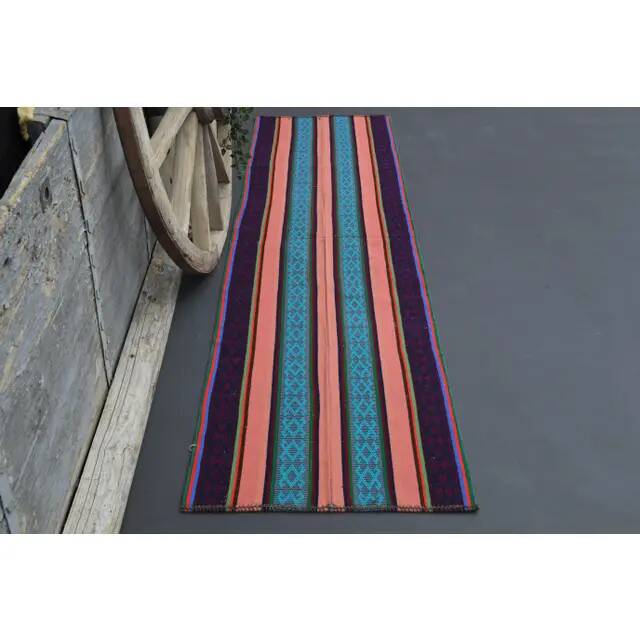 Vintage Turkish Oushak Handmade Wool Cotton Pink Runner Rug 71x246