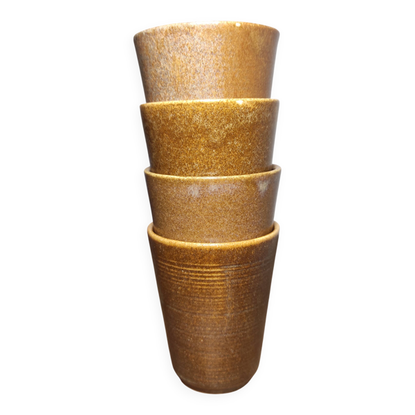 Ensemble 4 verres en grès de Digoin