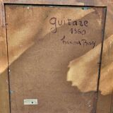 Vintage canvas “The Guitarist” – framed textured painting