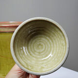 Decorative pot vintage two-tone glazed stoneware spice box handmade signed