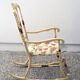 Rocking chair chiavarina vintage en frêne clair avec assise en damas, 1950