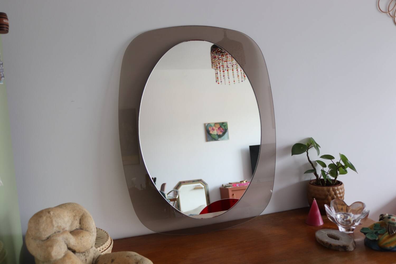 Two-tone glass mirror from the 70s