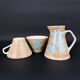 Grès breton peint main – Ensemble floral turquoise Manufacture Bretonne de