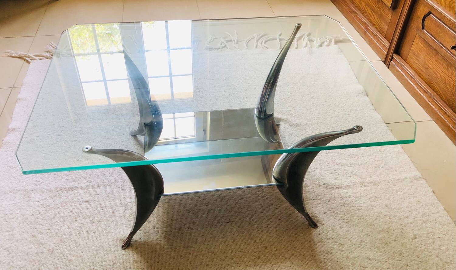 Vintage coffee table "shark fins"