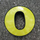 Letter "O" of industrial sign yellow and black