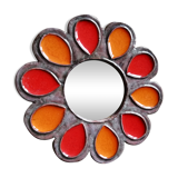 Mirror enamelled ceramic flower 18cm