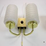 1970s Pair of Two Wall Lamps with Glass Shades, Germany