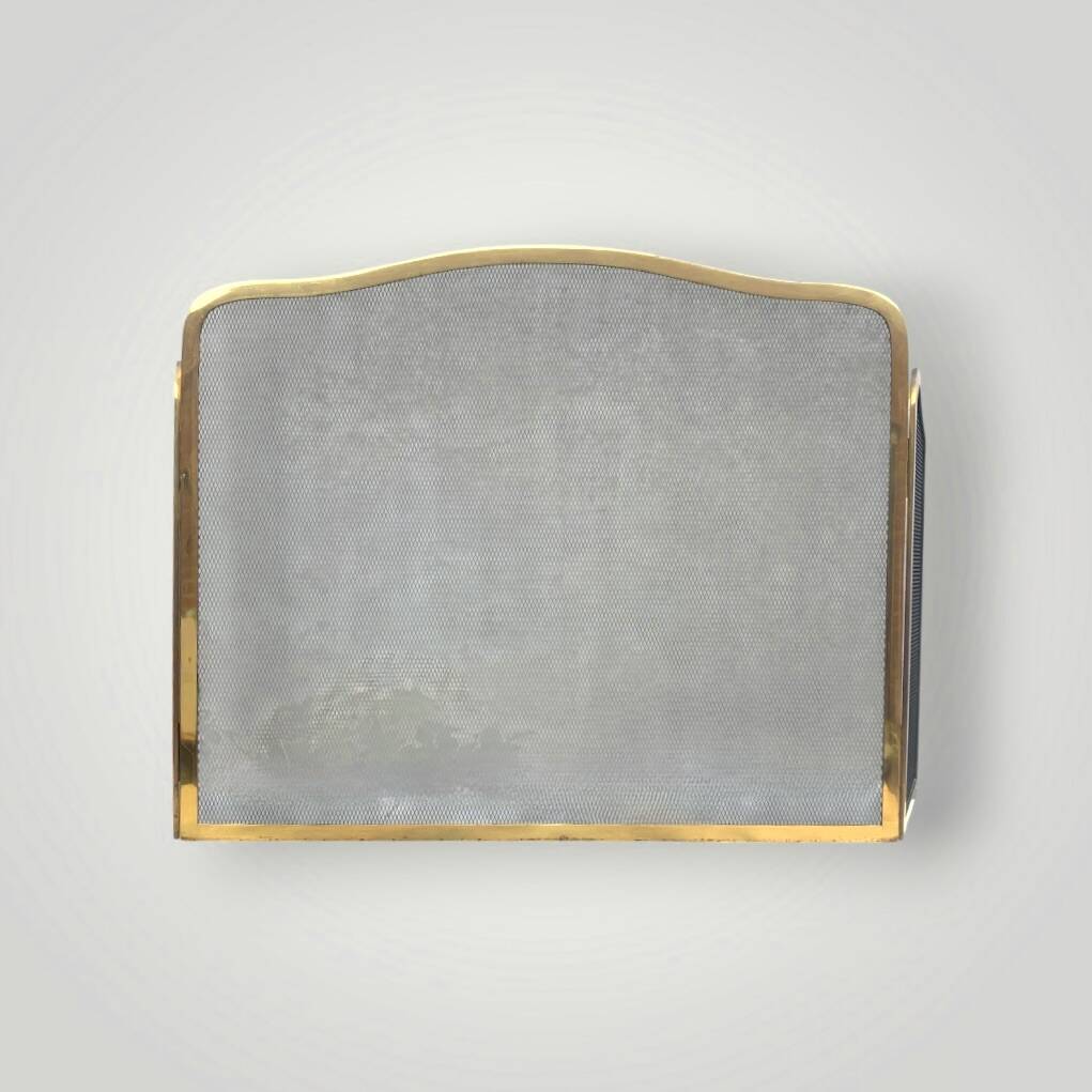 Ancien pare-feu pliable en acier brossé et métal doré