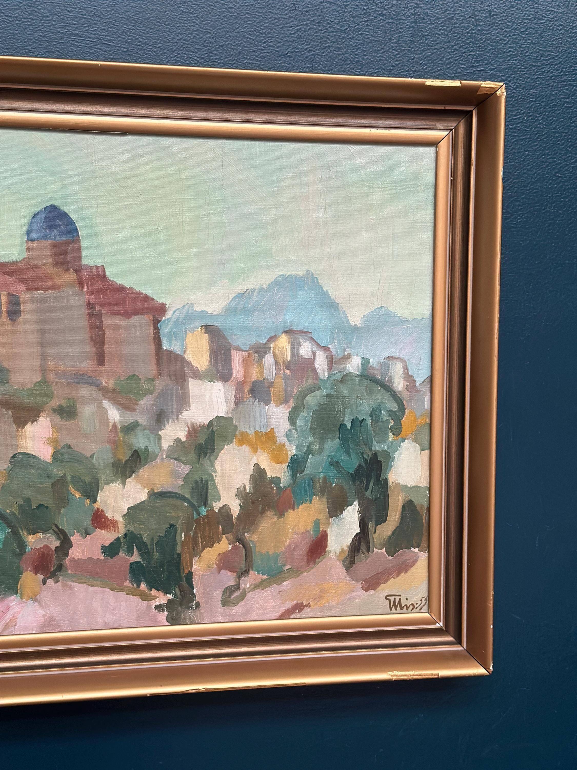 Original  Swedish Oil on Canvas – “Southern City” by Bengt Ellis, Signed