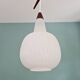Scandinavian chandelier in teak and white opaline, 1960s