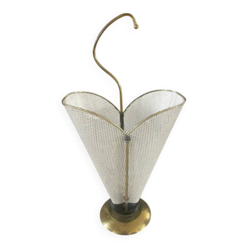 Metal umbrella stand with rigitulle and brass from the 1950s.