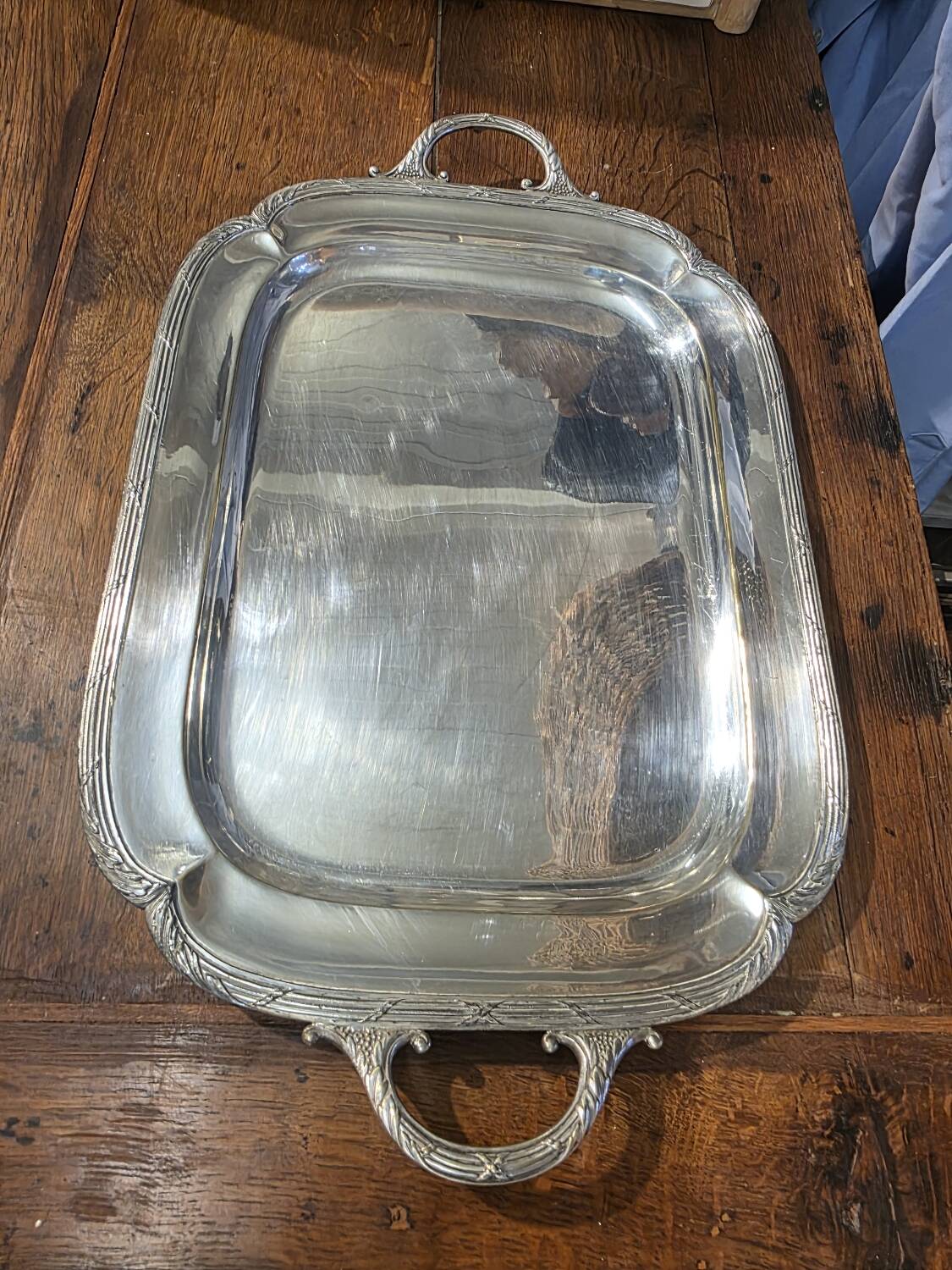 Silver-plated metal tray from the mid-20th century