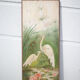 Pair of naturalistic painted wood panel signed Nancy 1900, Art Nouveau, pink flamingo bird, heron