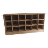 Vintage craft furniture on pitchpin wheels, 18 lockers.