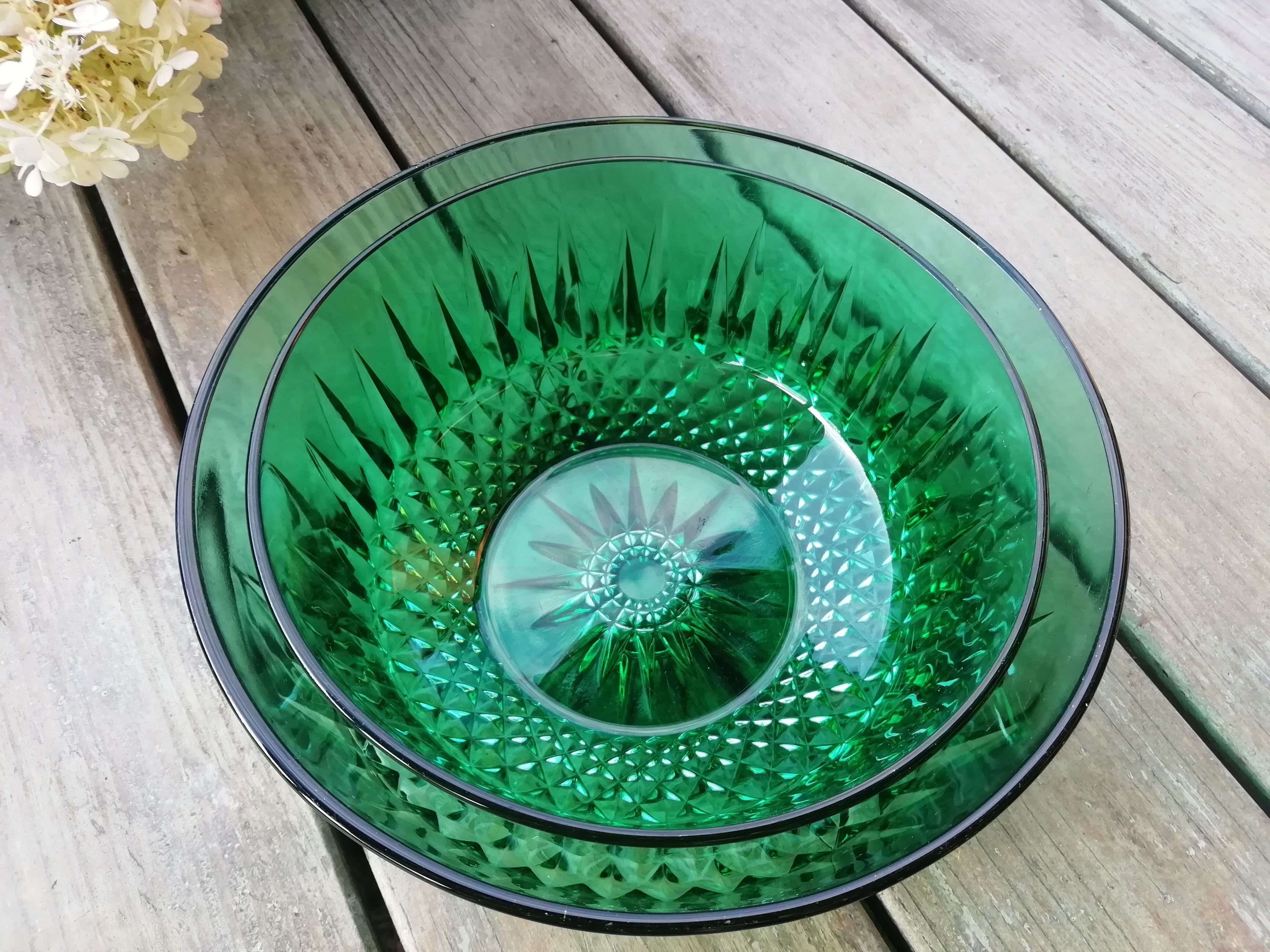 Pair Of Arcoroc Green Glass Bowls Selency