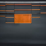 Modular Teak Wall Shelf by Nils Strinning for String, 1960s, Set of 29