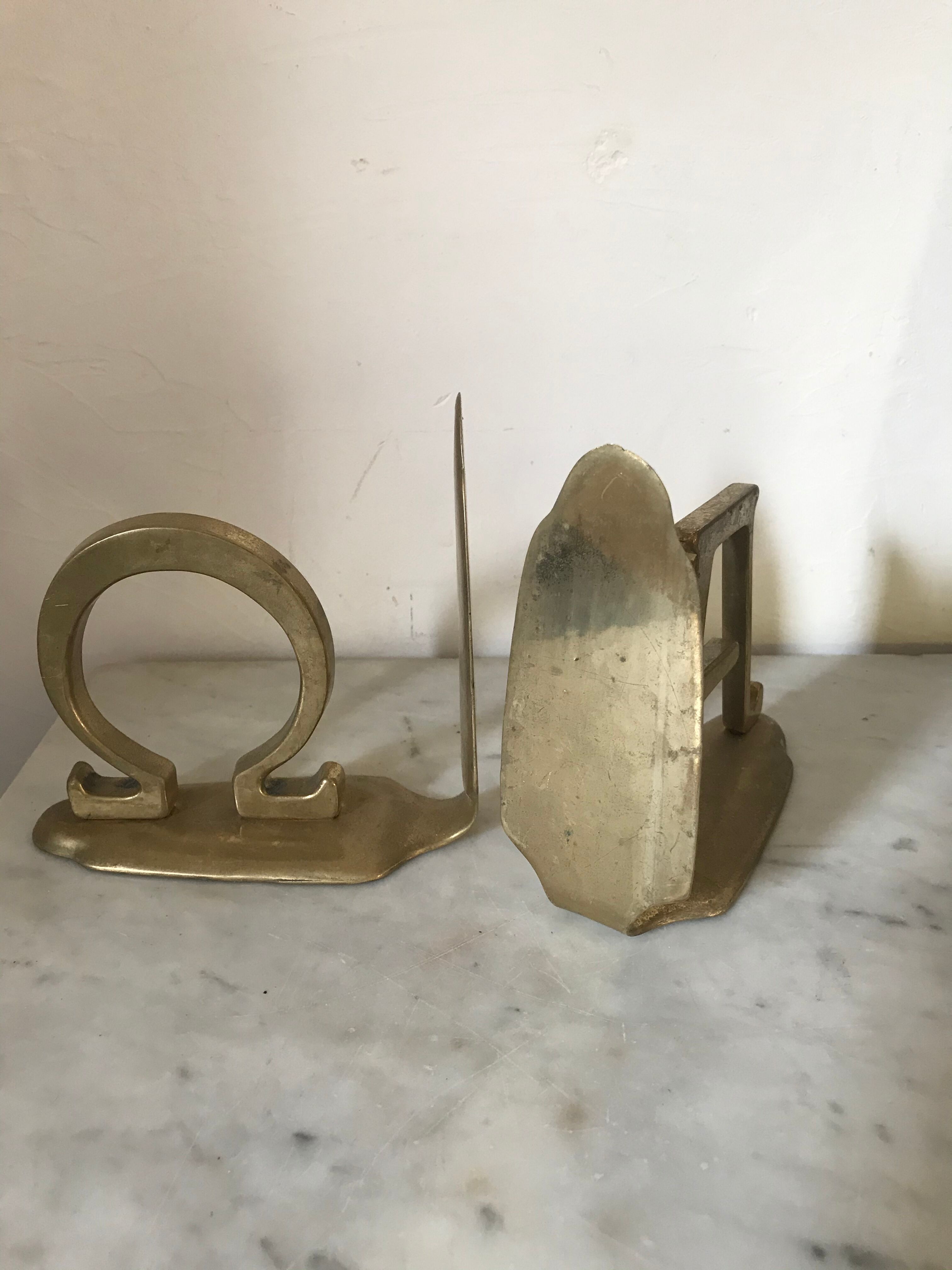 Pair of vintage brass bookends