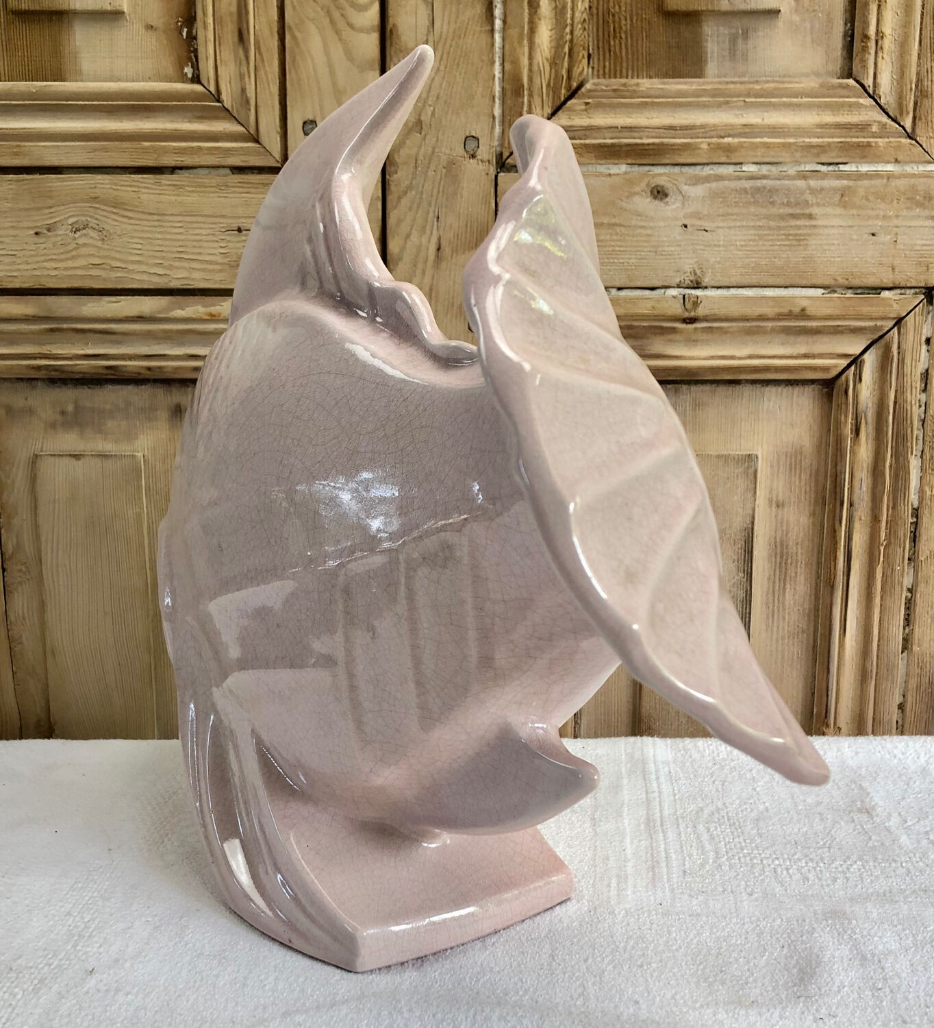 Sculpture poisson craquelé Art Déco céramique Le Jan