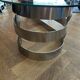 Table basse ovale design années 70 en verre et pieds chromé « S »