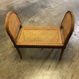 Wooden and cane bench (piano bench)