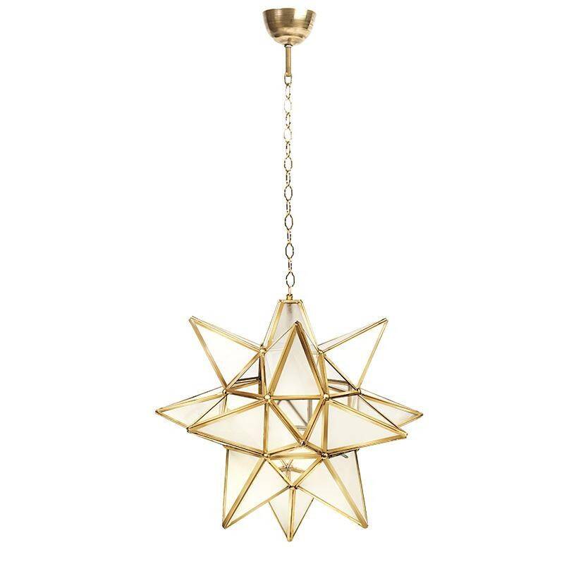 Ceiling light suspended Geometric Star Moravian Star frosted glass